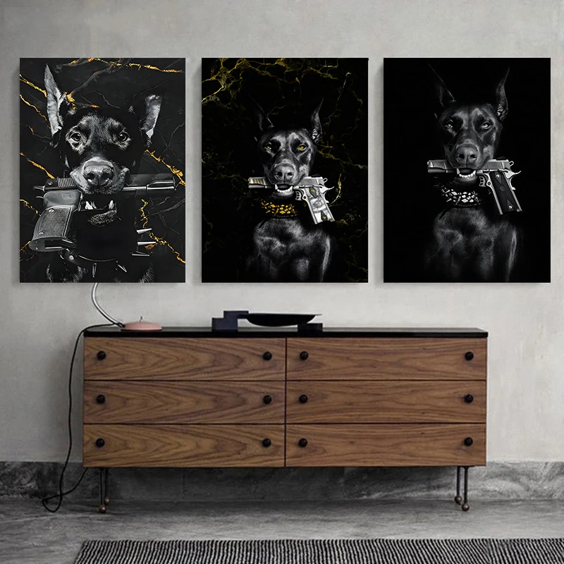 Luxury Lifestyle Items - Fashion Black Doberman Dog Lion With