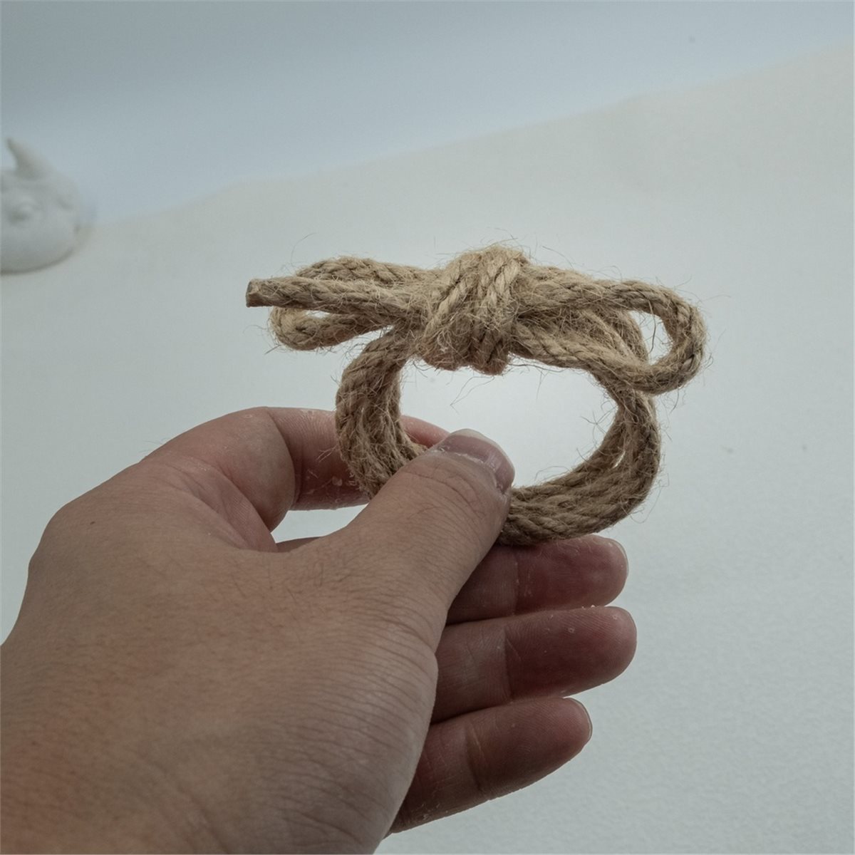 Linen Napkin Set - 12pcs Linen Braided Bows Napkin Ring