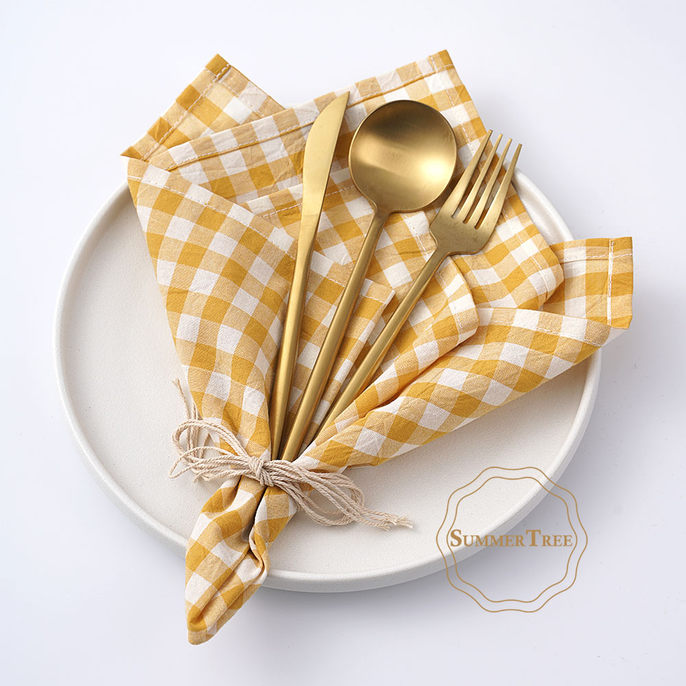 Gingham Cotton Napkin 42x42cm  - Linen Napkin Set review and price