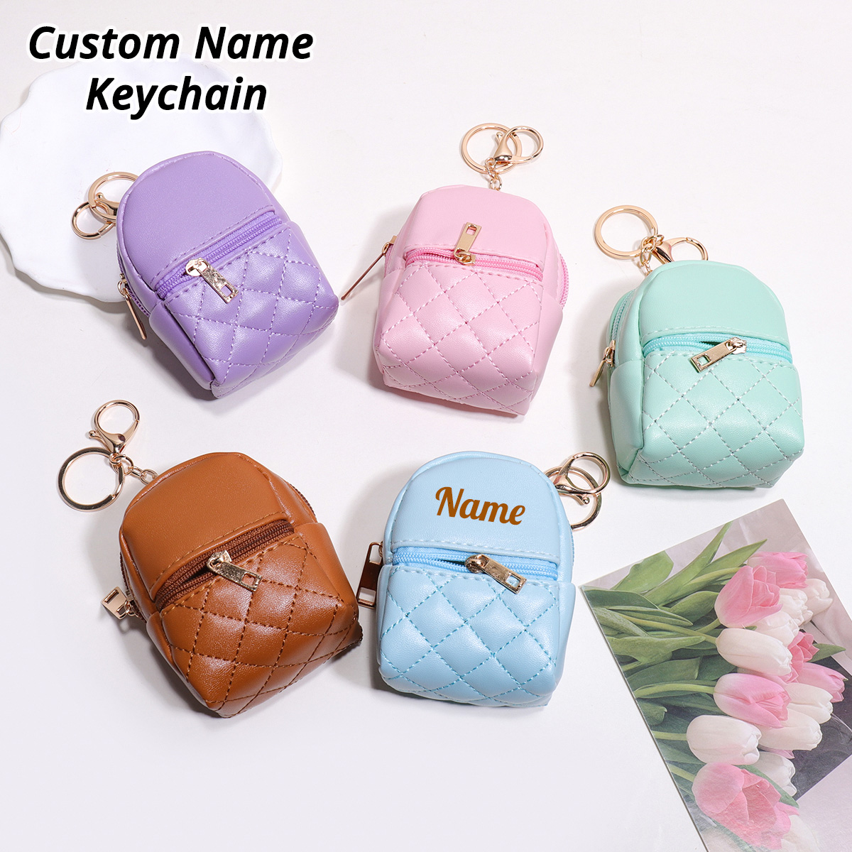 Mini Custom Name Keychain Coin - Leather Card Wallet review and price